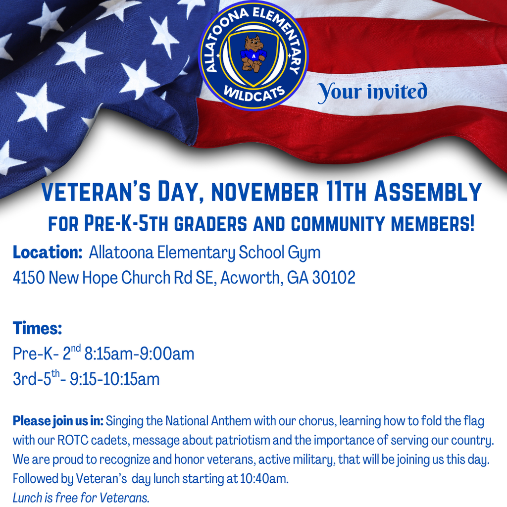 Veteran's Day Assembly and Lunch  11/11/25