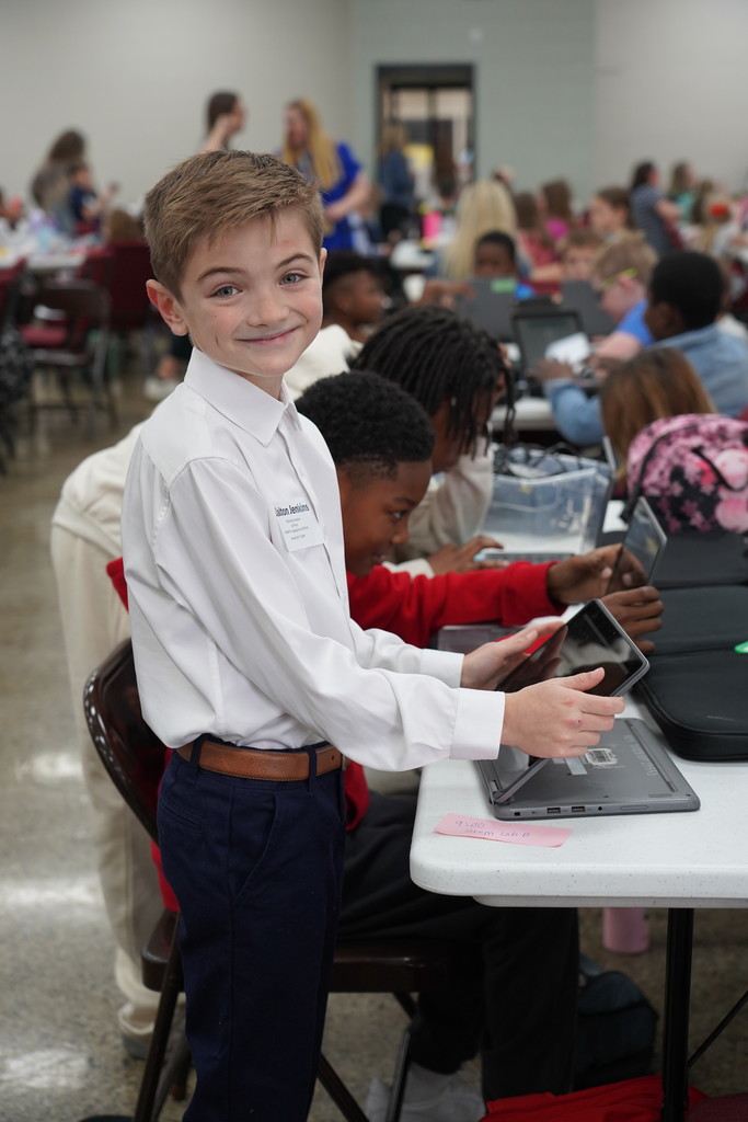 Elementary school student with laptop