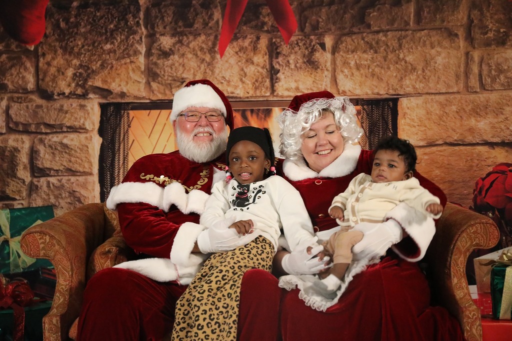 pre-K student sitting on Santa's lap
