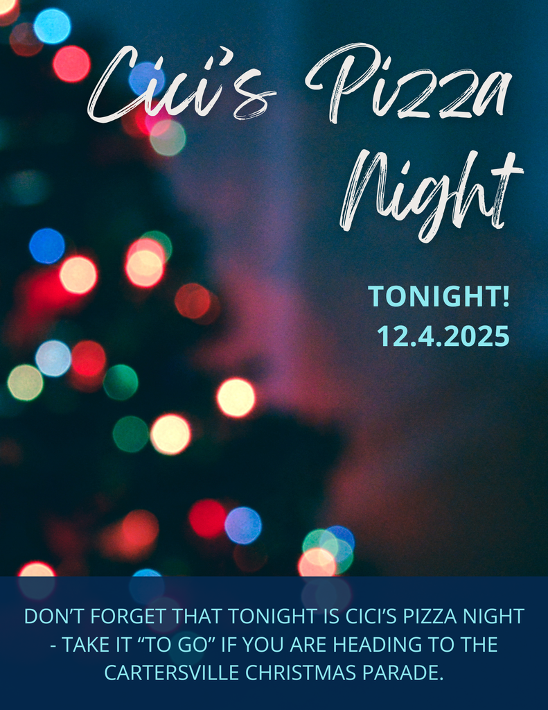 A friendly reminder that tonight is our monthly Cici's Pizza Night. To go orders count, so feel free to grab your meal prior to heading to the parade if that is also a part of your family plan!