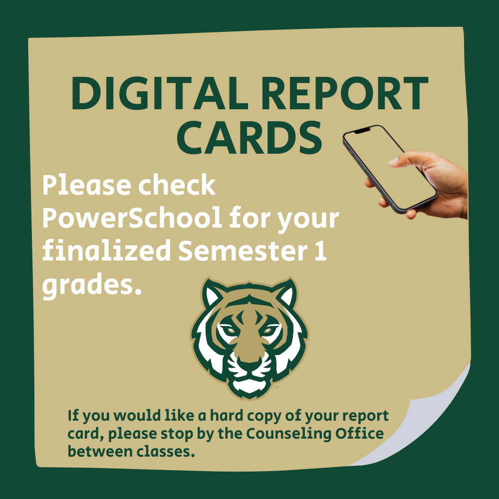 Report cards for 1st Semester may be accessed on PowerSchool