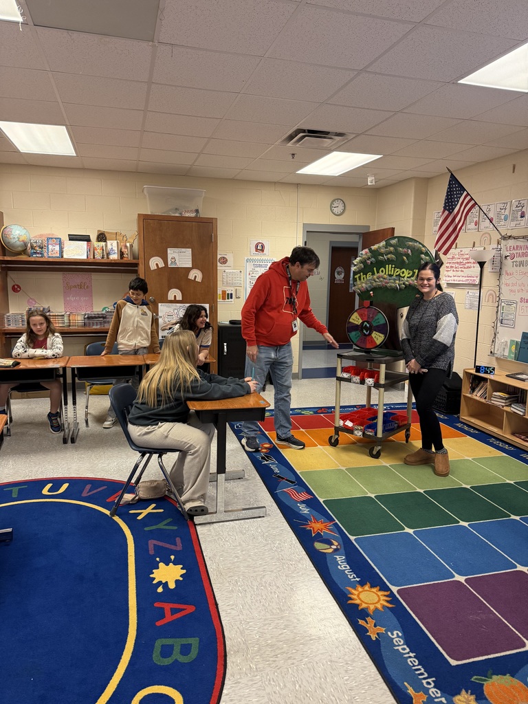 Ms. Kron's and Ms. Smith's classes spelled perfect attendance and got to spin the wheel on Friday. Ms. Kron's class won an ice cream party and Ms. Smith's class won a bread party from Texas Roadhouse! 