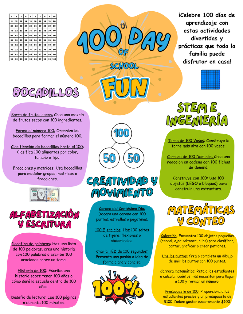 100th day fun spanish 