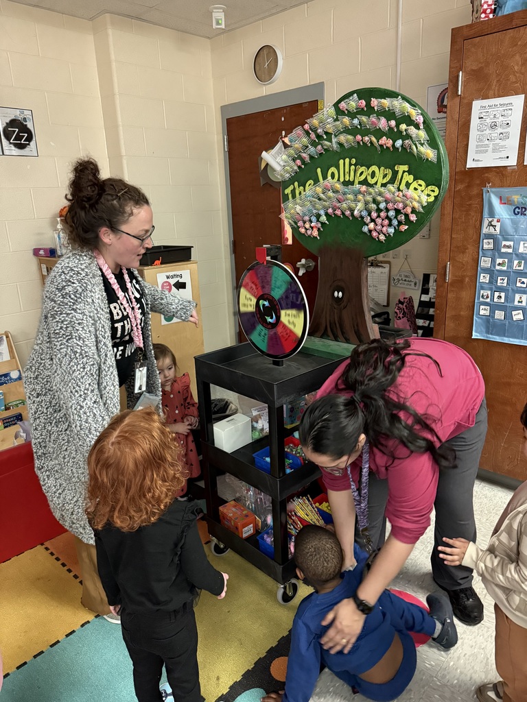 Congratulations to Mrs. Bennett's, Mrs. Mathis', and Mrs. Hoyt's classes for having perfect attendance! Mrs. Bennett's class won an ice cream party. Mrs. Mathis' class won extra recess. Mrs. Hoyt's class won the lollipop tree.
