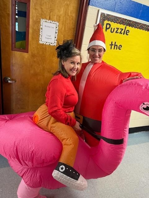 WOW WOW WOW! Our 🌟Knights🌟 came through in a big way to raise money to support Mrs. Perry's fundraising endeavors for Good Neighbor Homeless Shelter and Backpack Buddies! The final top 8 staff members students selected for the run: 8th Place - Mrs. Heather 7th Place - Ms. Lochridge 6th Place - Ms. Steed 5th Place - Mr. Bunch 4th Place - Mr. Freddy 3rd Place - Ms. Felker 2nd Place - Mr. Posey Annnnnnnnddddd...... 1st Place - Mr. Jones Our Knights raised a grand total of $801 !!!! And the winners of the Derby were.... 🏅1st Place - Mr. Posey as Patrick 🏅2nd Place - Ms. Heather as a Horse 🏅3rd Place - Mr. Jones as a Unicorn 📣Thanks to the Pterodactyl (Ms. Debra) and the Dancing Hippo (Mrs. Perry) for cheering our racers on through the entire course! 💙A GREAT TIME WAS HAD BY ALL!!!!💙