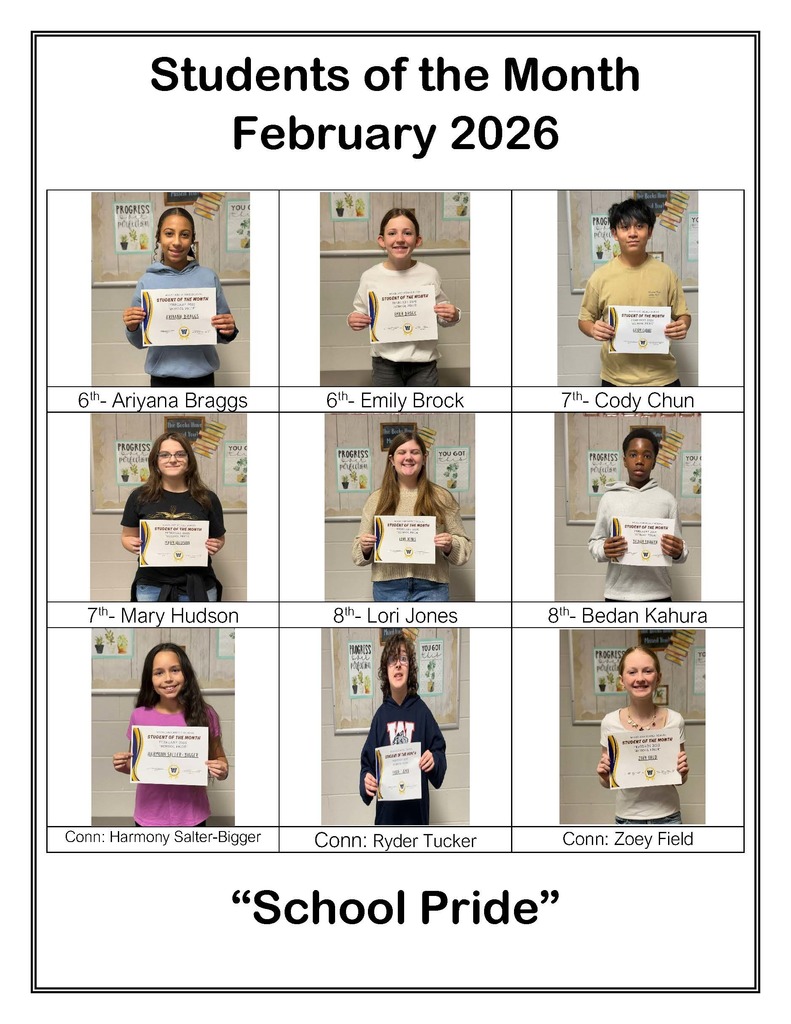 Students of the Month February 2026. School Pride