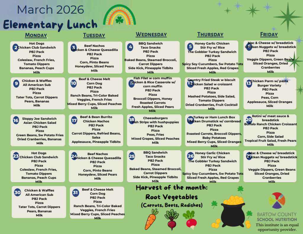 March Lunch Menu