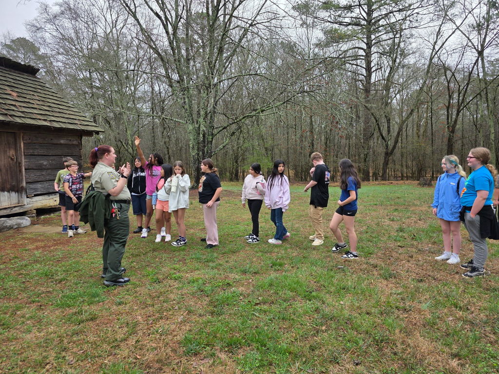 Fifth grade students had a great trip to the New Echota site in Calhoun. Students learned about Cherokee life and explored buildings, like the government house, school, and church.