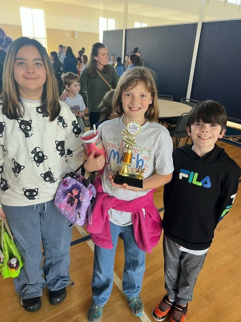 🏅🎉Some of our 3-5 graders attended MathFest today......and we were able to bring home some hardware!  Congratulations to our 5th Grade Group Competition (Baylinn C., Blakely C., Kalya L.) who placed 1st and 4th grader Ari P. who placed 2nd in the Individual Competition.🎉🏅