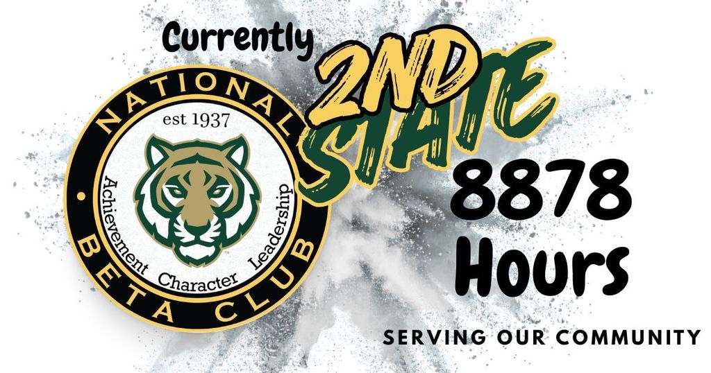 Beta club has 8878 hours in community service which is second in state. Big congrats.