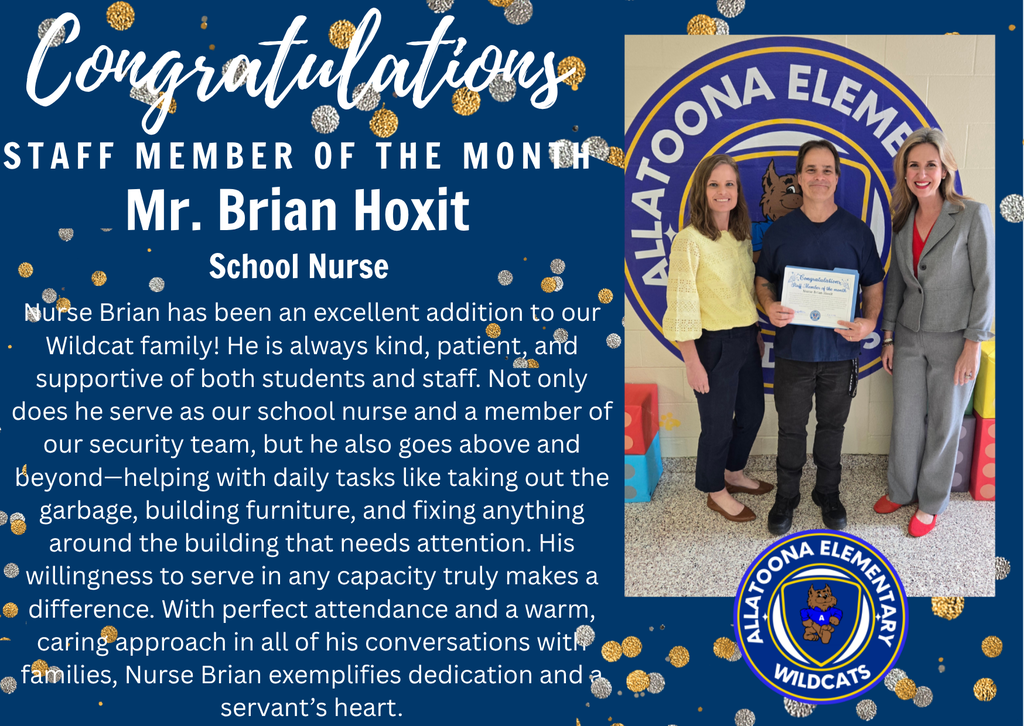 Congratulations Staff Member of the month Nurse Brian!