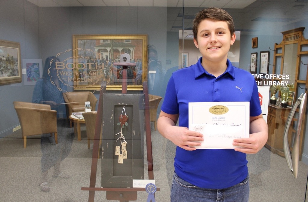 We are so proud of our Emerson artists! Every year, local primary and elementary schools select up to six works of art to be displayed at the Booth Museum. This year three students from EES brought home awards for their amazing art work!   Sam Joyner - 1st place/Purchase Award (Sam’s work was purchased by the Booth, and will remain on permanent display in the Student Gallery.)   Genesis Mendoza - 2nd place   Camille McAllister - Honorable Mention   Also included in the show were pieces by Karsyn Pallone, Siri Cosma, Ivy McDurmon, and Sofia Vasquez Portillo.   Congrats to all of these talented artists!