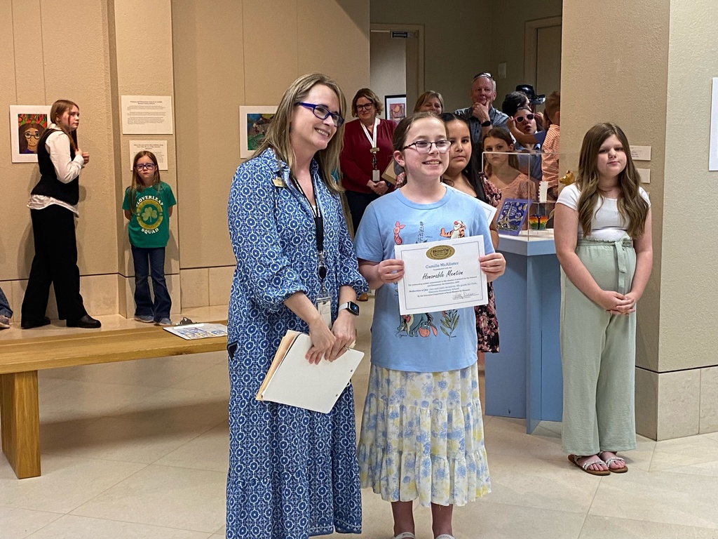 We are so proud of our Emerson artists! Every year, local primary and elementary schools select up to six works of art to be displayed at the Booth Museum. This year three students from EES brought home awards for their amazing art work!   Sam Joyner - 1st place/Purchase Award (Sam’s work was purchased by the Booth, and will remain on permanent display in the Student Gallery.)   Genesis Mendoza - 2nd place   Camille McAllister - Honorable Mention   Also included in the show were pieces by Karsyn Pallone, Siri Cosma, Ivy McDurmon, and Sofia Vasquez Portillo.   Congrats to all of these talented artists!