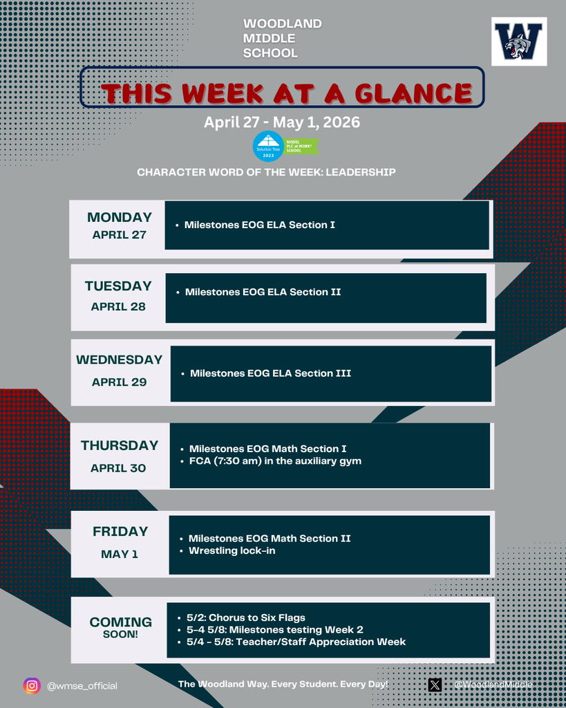 This week at a Glance for 4/27/26