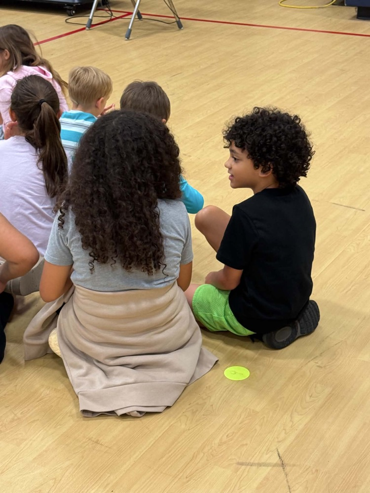 The back of students watching something