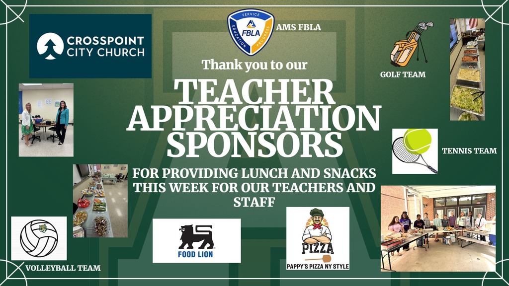 A poster with various logos and images, thanking sponsors for providing lunch and snacks for teachers and staff.