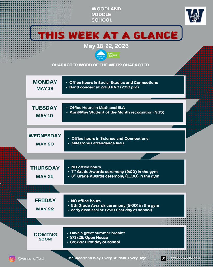 This week at a Glance 5/18/26