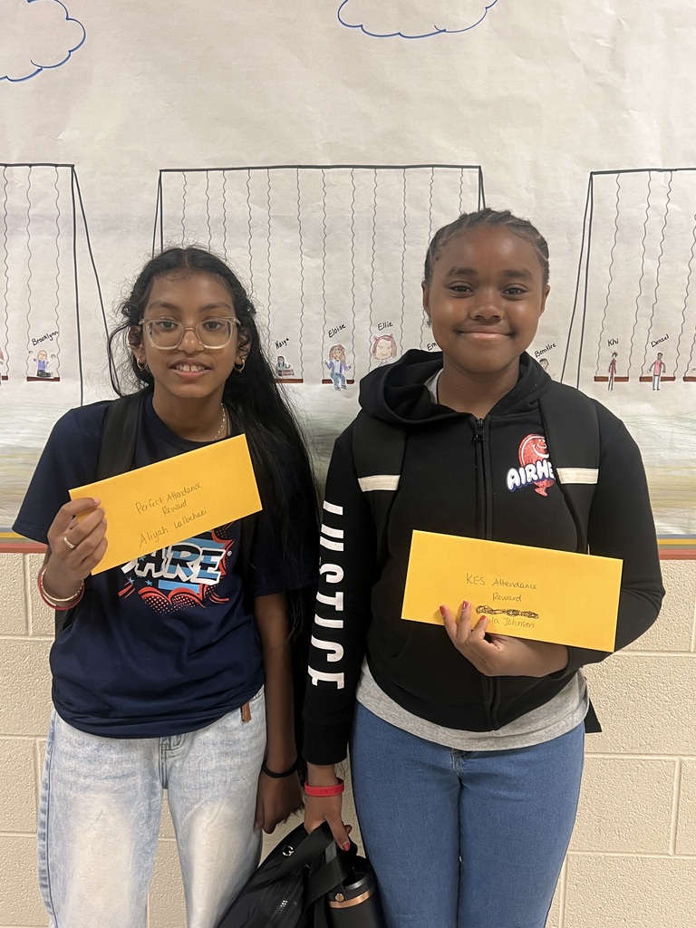 Aliyah L. and Laila J. received a perfect attendance reward -- free passes to the Tellus! 
