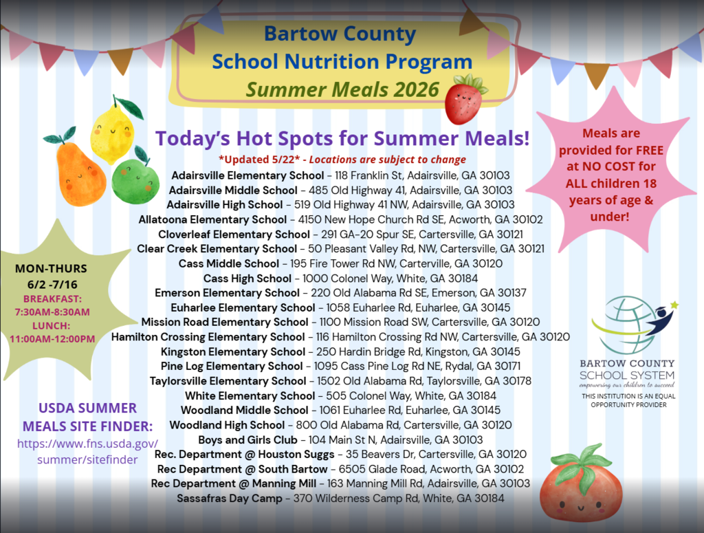 Flyer showing information about the Summer Feeding Program