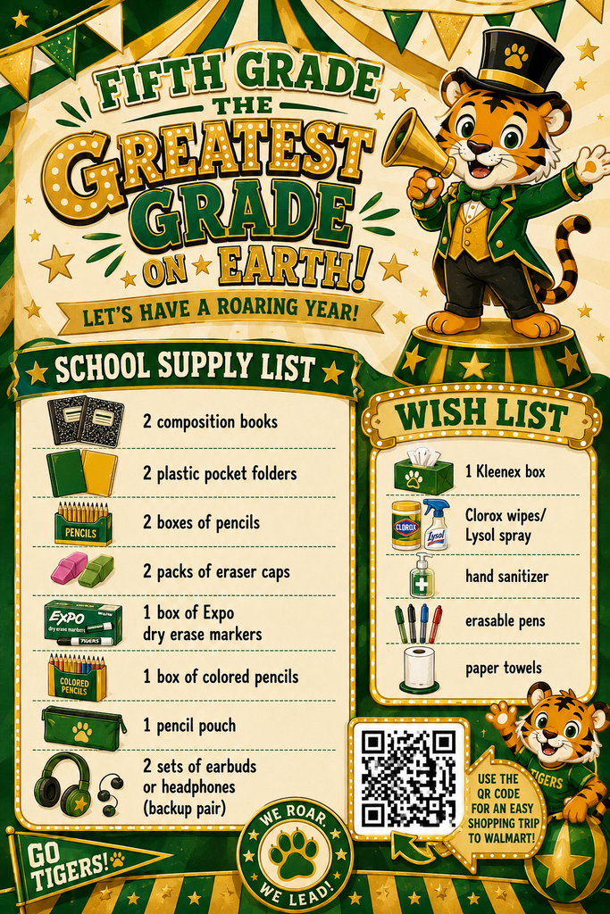 Fifth Grade School Supply List 26-27