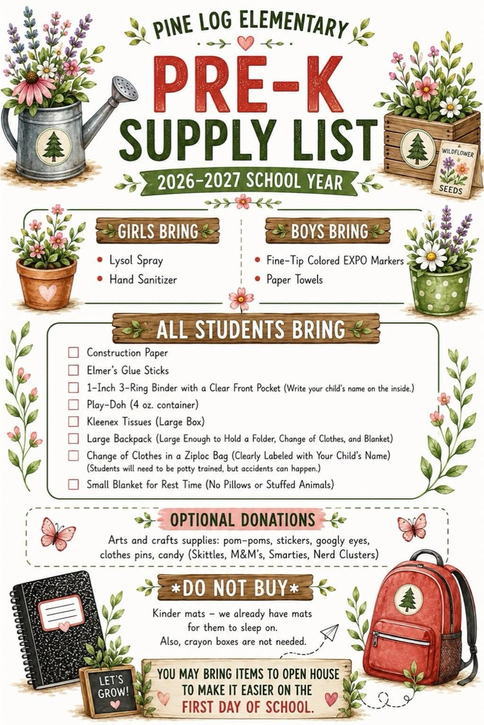 📚✏️ School supply lists for the 2026–2027 school year are here! Check your child’s grade-level list and start shopping when you’re ready. We can’t wait to grow together this year! 🌱❤️