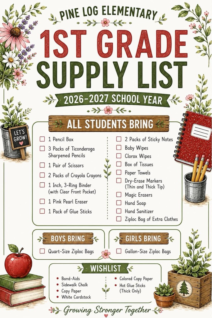 📚✏️ School supply lists for the 2026–2027 school year are here! Check your child’s grade-level list and start shopping when you’re ready. We can’t wait to grow together this year! 🌱❤️