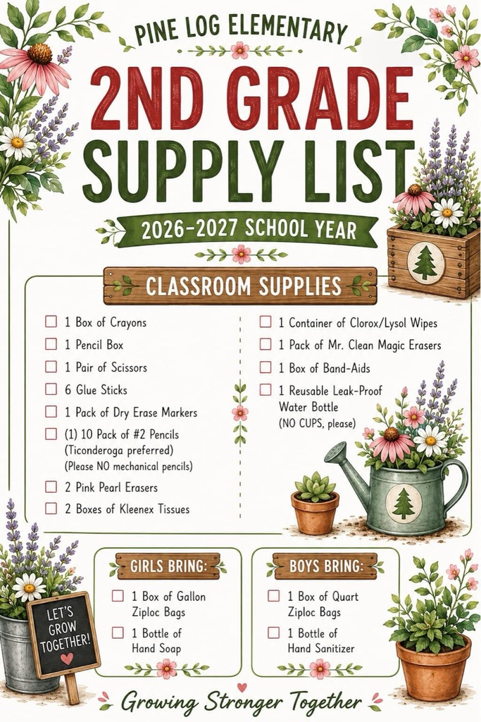 📚✏️ School supply lists for the 2026–2027 school year are here! Check your child’s grade-level list and start shopping when you’re ready. We can’t wait to grow together this year! 🌱❤️