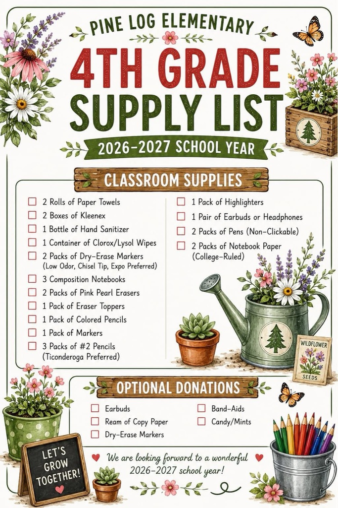 📚✏️ School supply lists for the 2026–2027 school year are here! Check your child’s grade-level list and start shopping when you’re ready. We can’t wait to grow together this year! 🌱❤️
