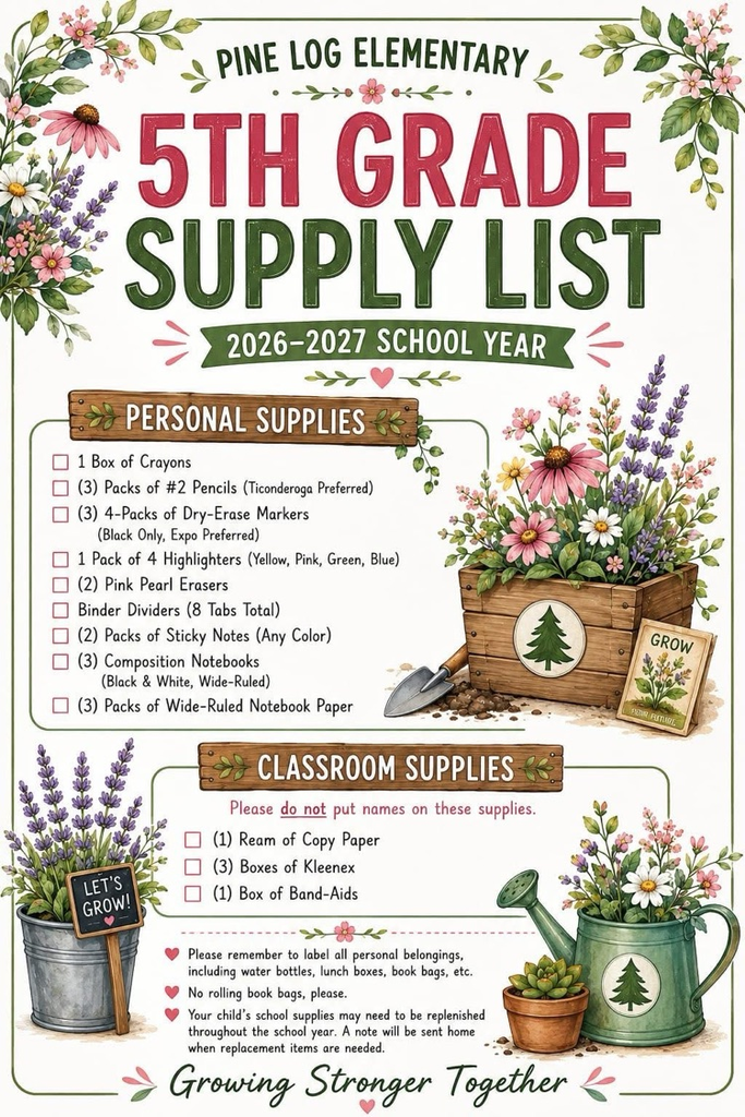 📚✏️ School supply lists for the 2026–2027 school year are here! Check your child’s grade-level list and start shopping when you’re ready. We can’t wait to grow together this year! 🌱❤️