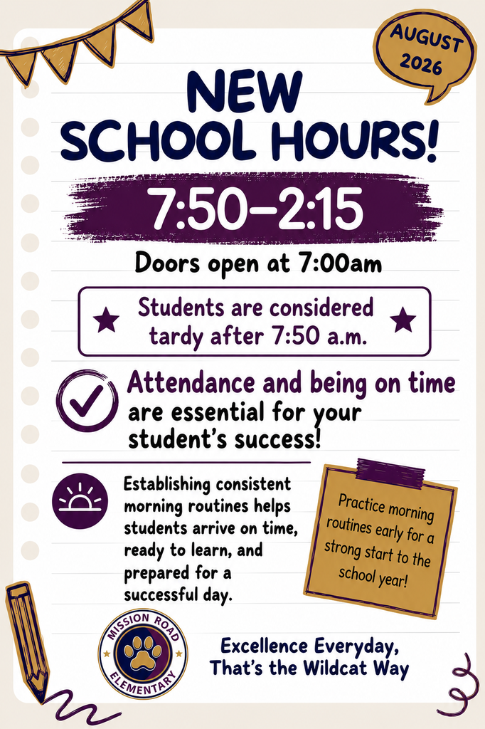 New School Hours Flyer. New School hours are 7:50 - 2:15. Doors open at 7:00 AM. Students are considered tardy after 7:50 AM. Attendance and being on time are essential for your student's success. 