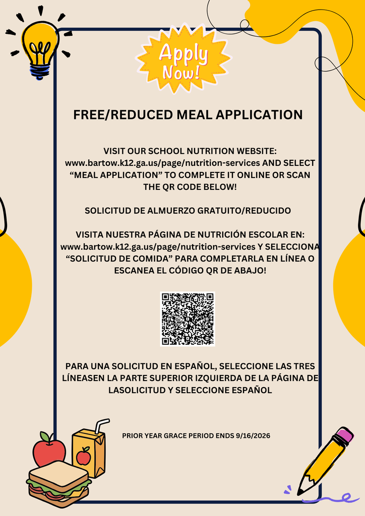 Free/Reduced Meal Application - Visit BCSS school nutrition website and select meal application to complete it online.