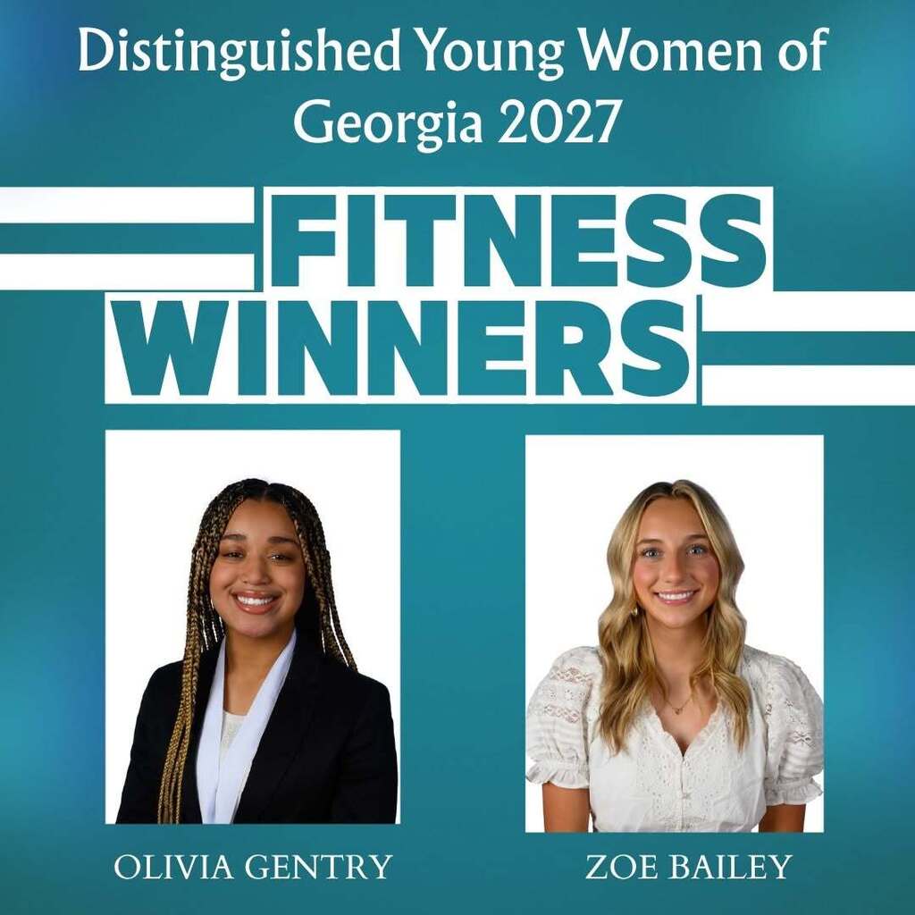 Two women, Olivia Gentry and Zoe Bailey, are featured on a blue background, smiling and looking at the camera.
