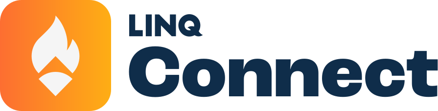 Logo Orange and white flame logo with white outline, set against a black background, with blue text reading "UNA Connect".