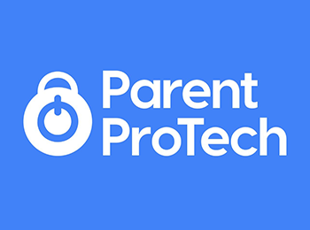 Blue background with the white "Parent ProTech" logo, featuring a padlock icon and text in bold.