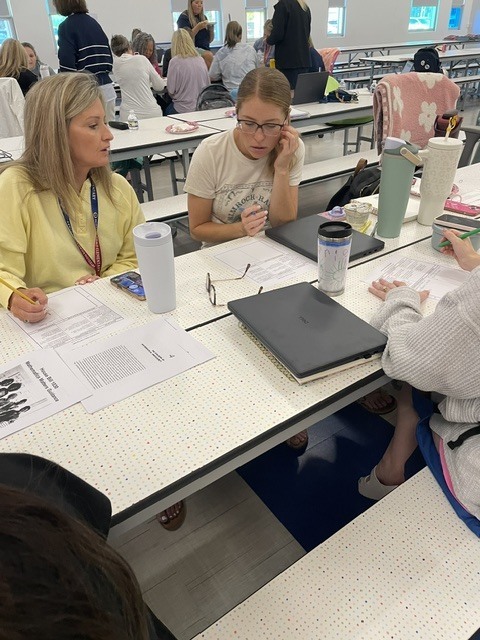 Group of teachers collaborating about mathematical understanding during a professional learning session.