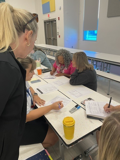 Group of teachers collaborating during a math professional learning session.