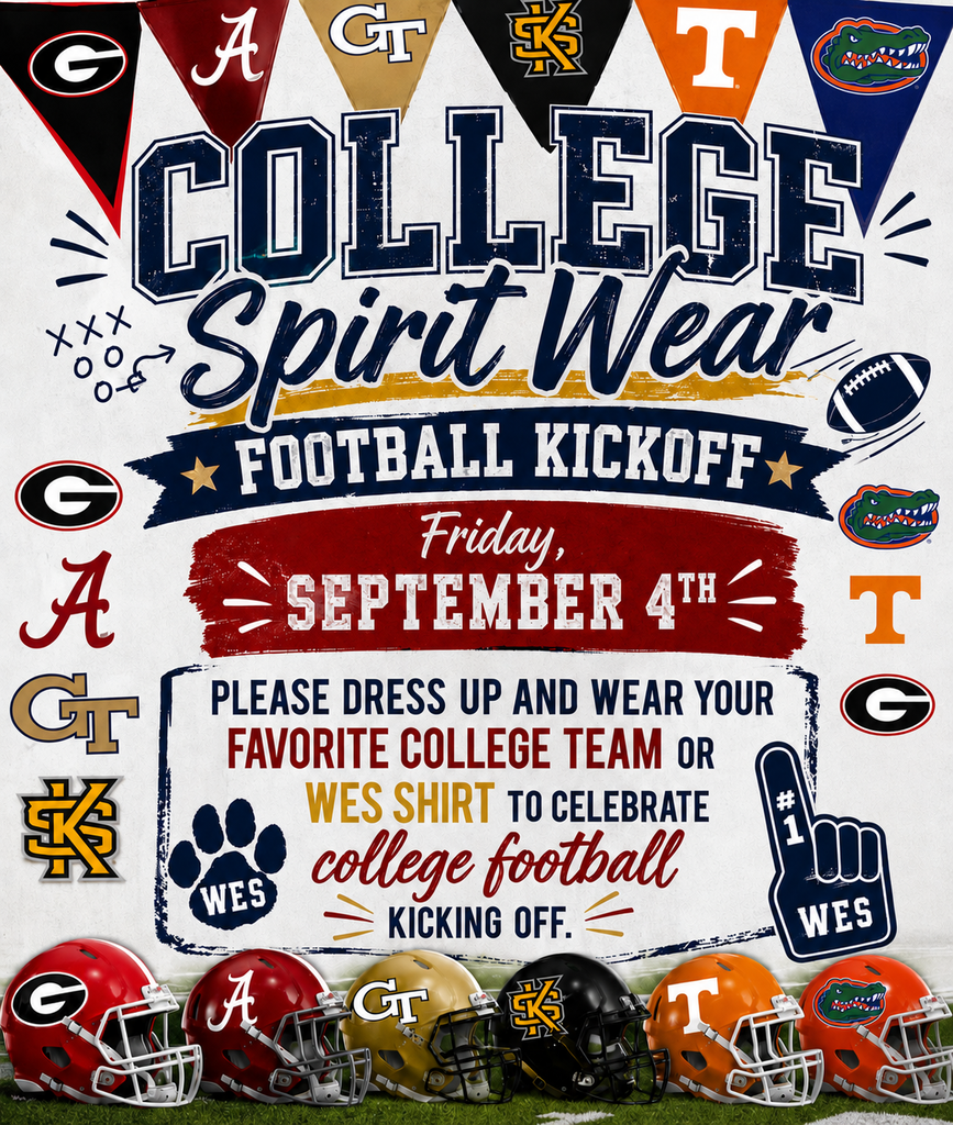 Banner shows college football kickoff event with logos, team mascots, and helmets. Kickoff is Friday, September 4th.