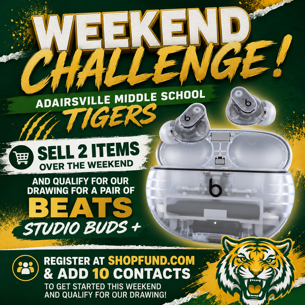 Advertisement for a challenge. It features a tiger's face, a pair of earbuds, and a call to action.
