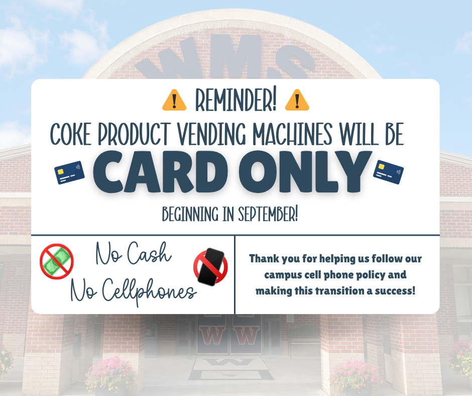Sign in front of a building. It reads "Coke Product Vending Machines Will Be Card Only Beginning in September."