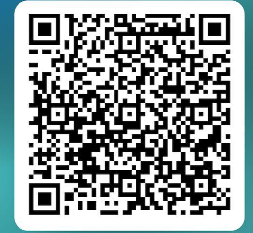 A black and white QR code on a white background with a teal border.