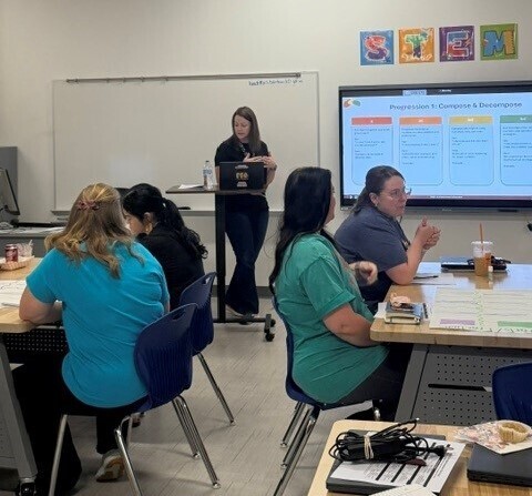 Teachers collaborating about math vocabulary.
