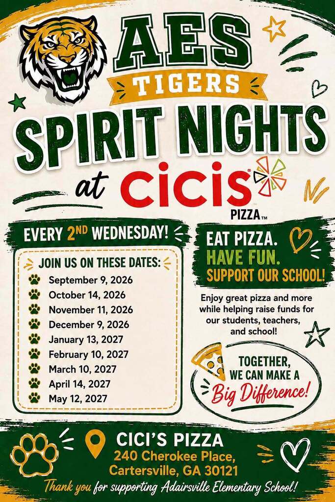 Join AES at CICIs Spirit Night (Cartersville location)