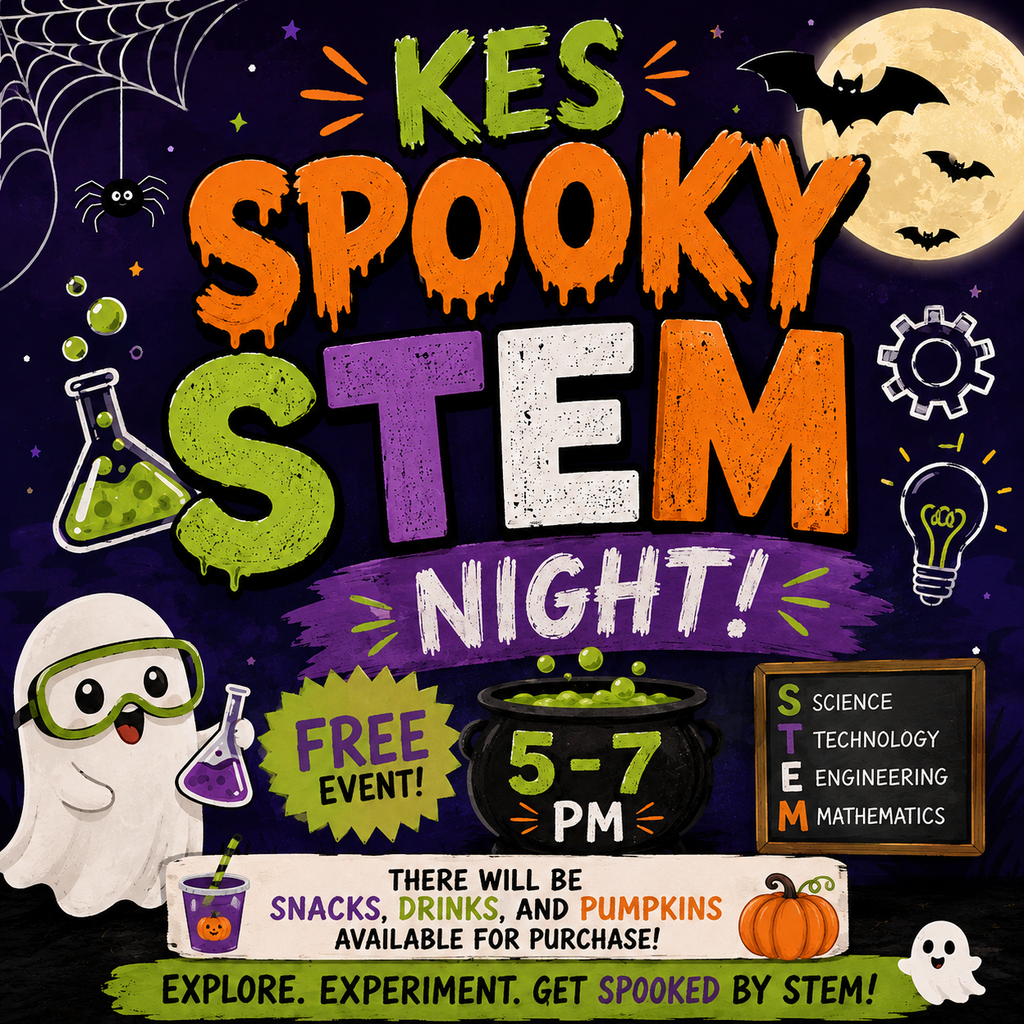 Don't forget, tonight is our Spooky STEM Night from 5 -7pm! It is a free event for everyone to enjoy. Snacks, drinks, and pumpkins will be available for purchase.