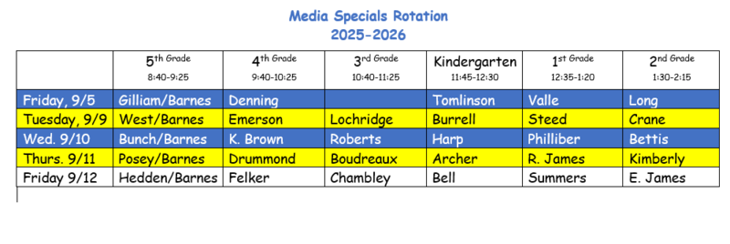 Book Fair Schedule