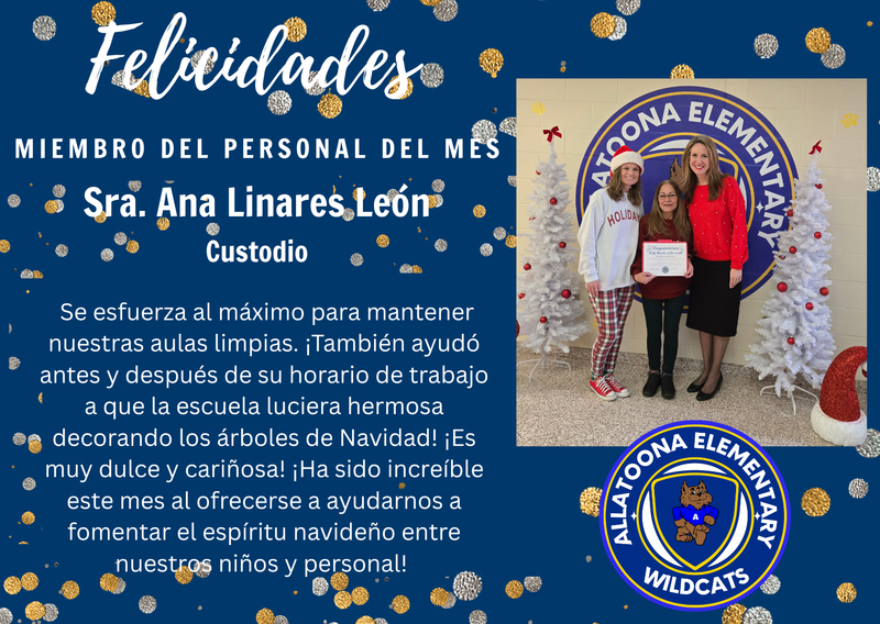 Congratulations Staff Member of the month!