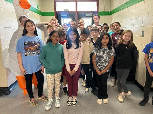 Mr. Posey's class earned a turn of the prize wheel for attendance challenge.