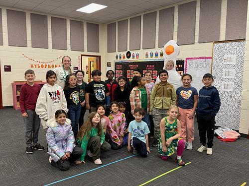 Mrs. Chambley's class earned a turn of the prize wheel for attendance challenge.