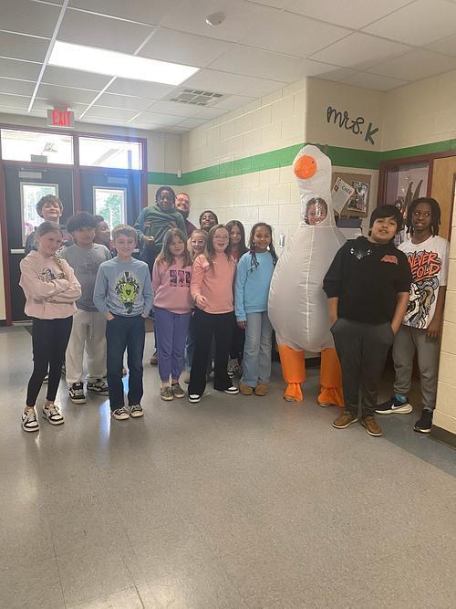 Mrs. Gilliam's class earned a turn of the prize wheel for attendance challenge.