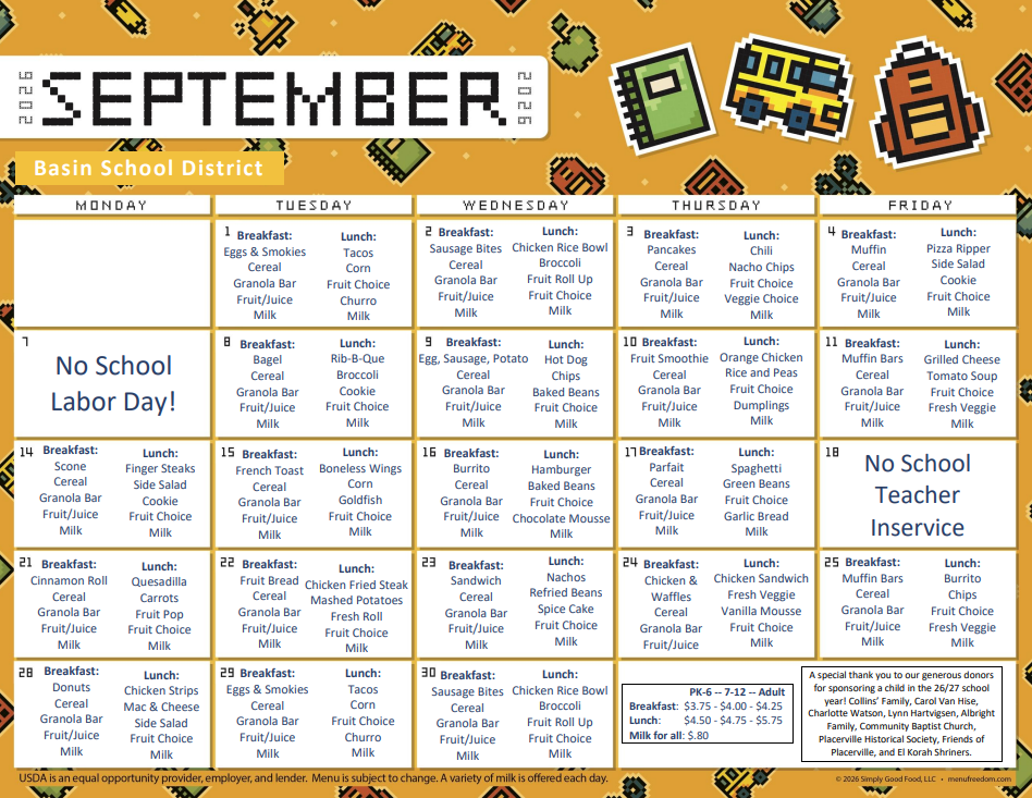 September 26 Food Calendar
