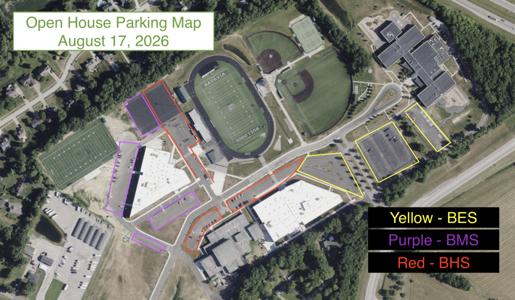 Bulldog Place Open House Parking Map 8/17/2026